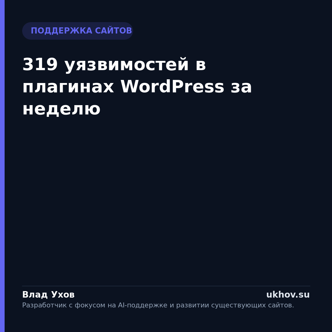 319 уязвимостей в плагинах WordPress за неделю