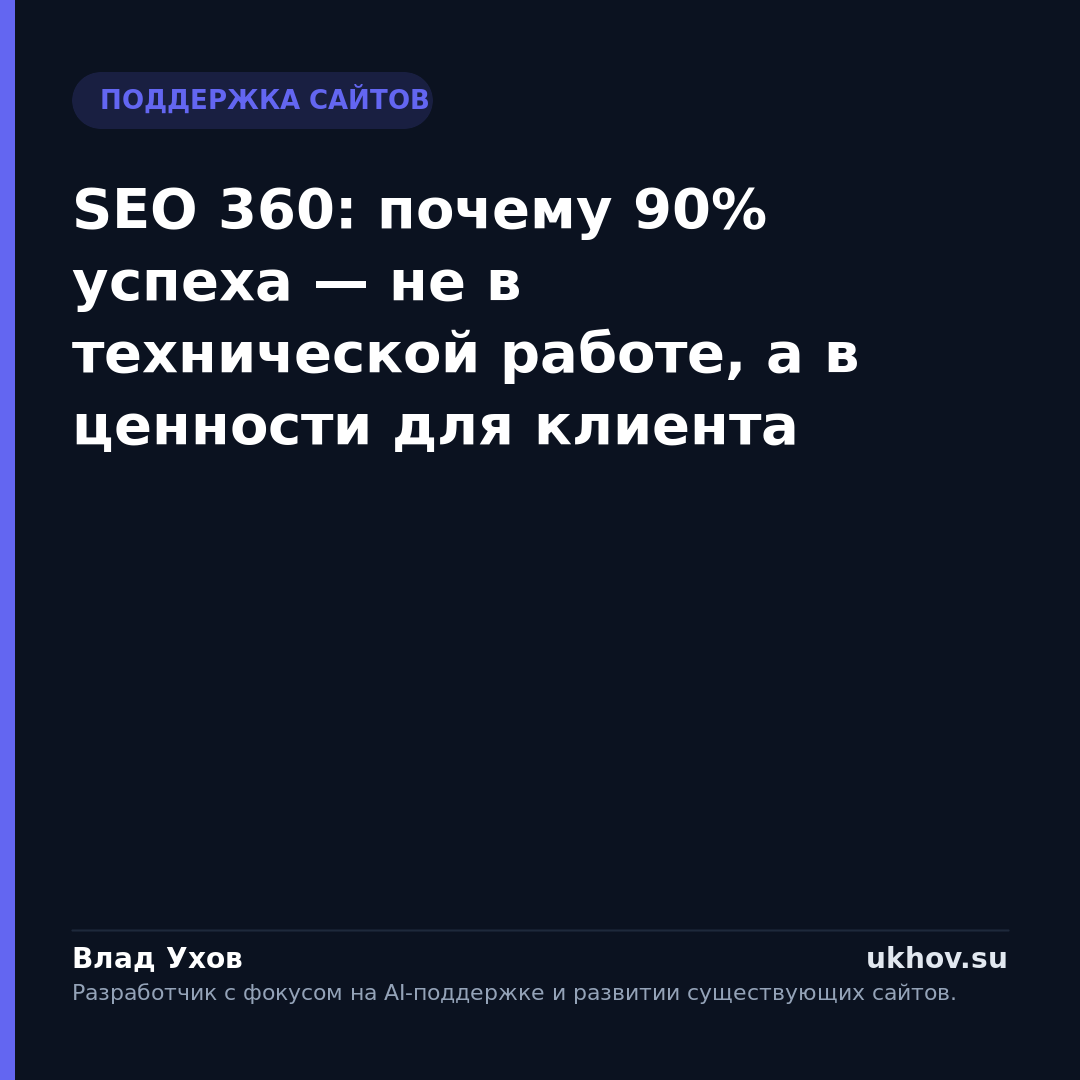 SEO 360: почему 90% успеха — не в технической работе, а в ценности для клиента