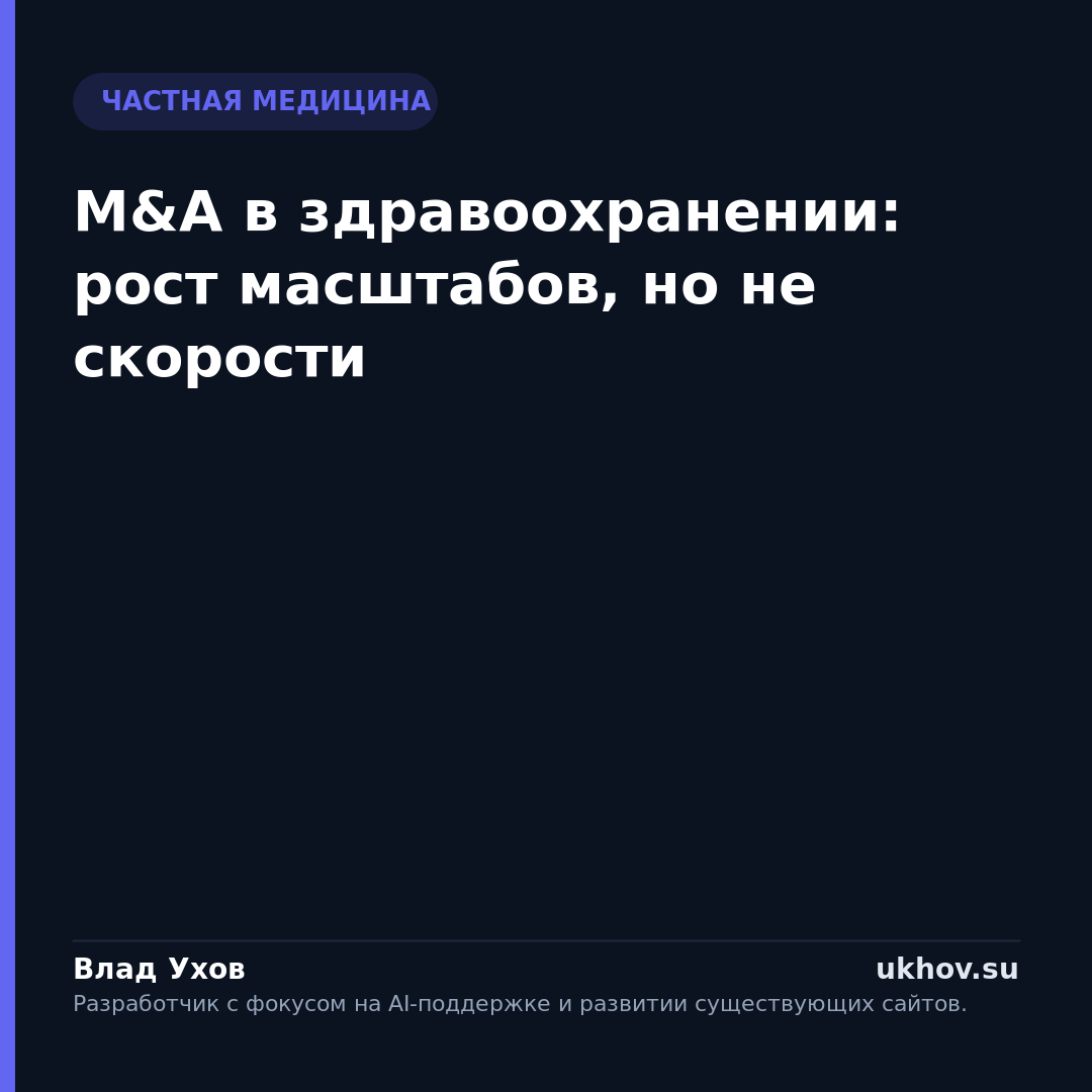 M&A в здравоохранении: рост масштабов, но не скорости