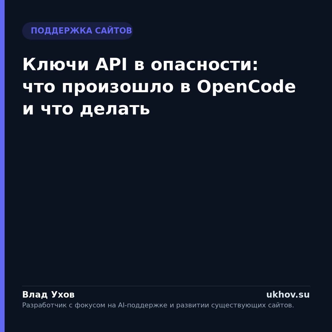 Ключи API в опасности: что произошло в OpenCode и что делать