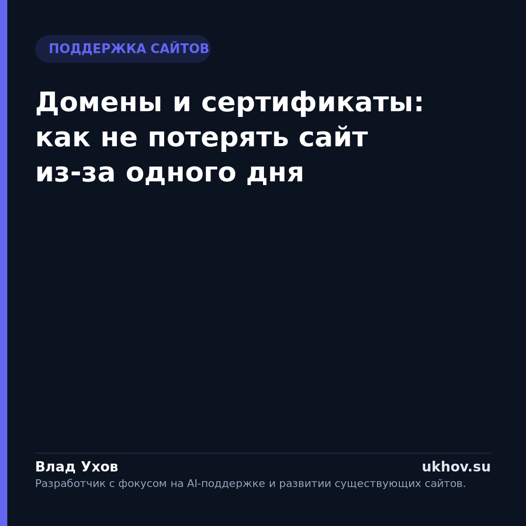 Домены и сертификаты: как не потерять сайт из-за одного дня