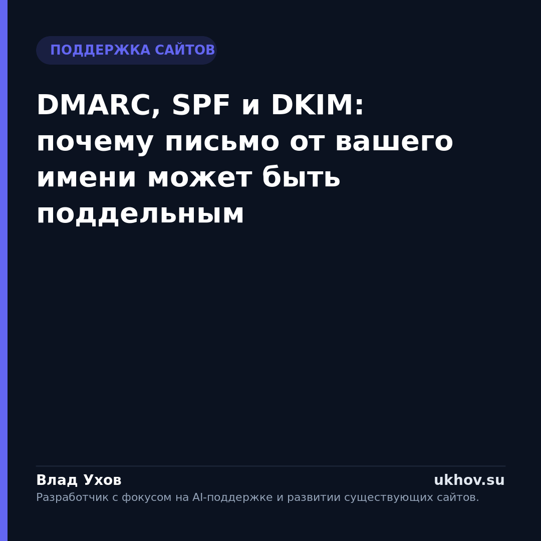 DMARC, SPF и DKIM: почему письмо от вашего имени может быть поддельным