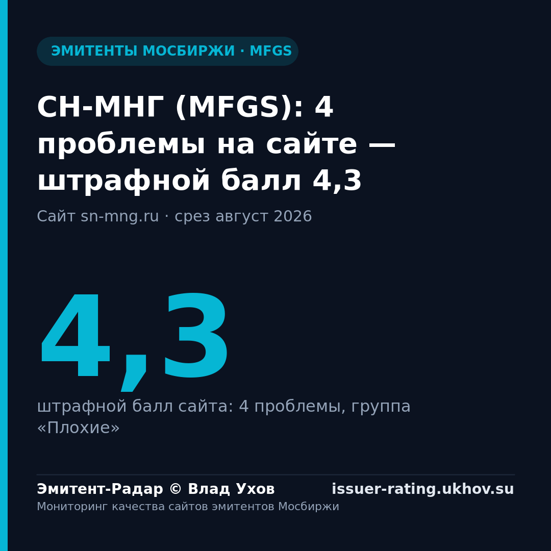 СН-МНГ (MFGS): 4 проблемы на сайте — штрафной балл 4,3