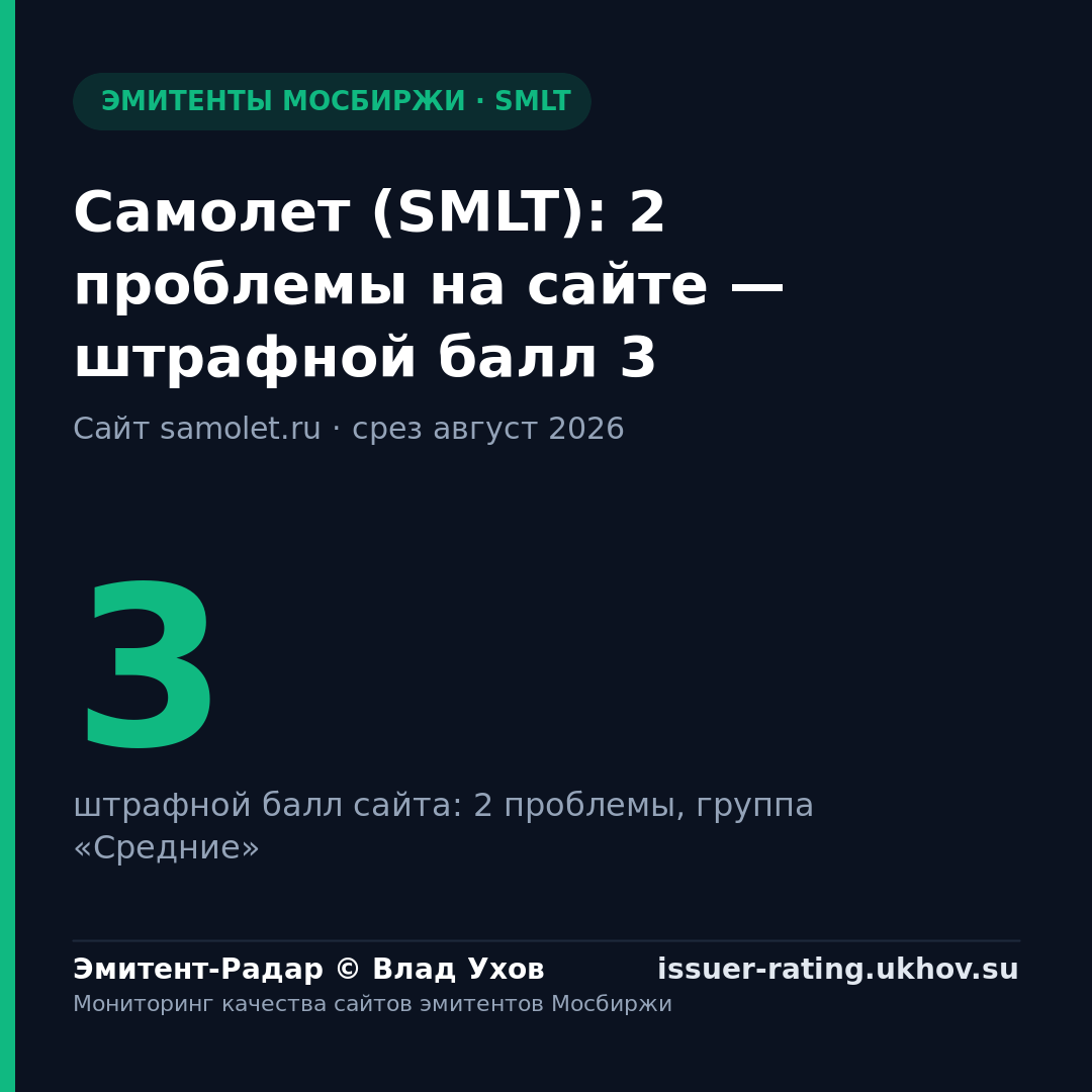 Самолет (SMLT): 2 проблемы на сайте — штрафной балл 3