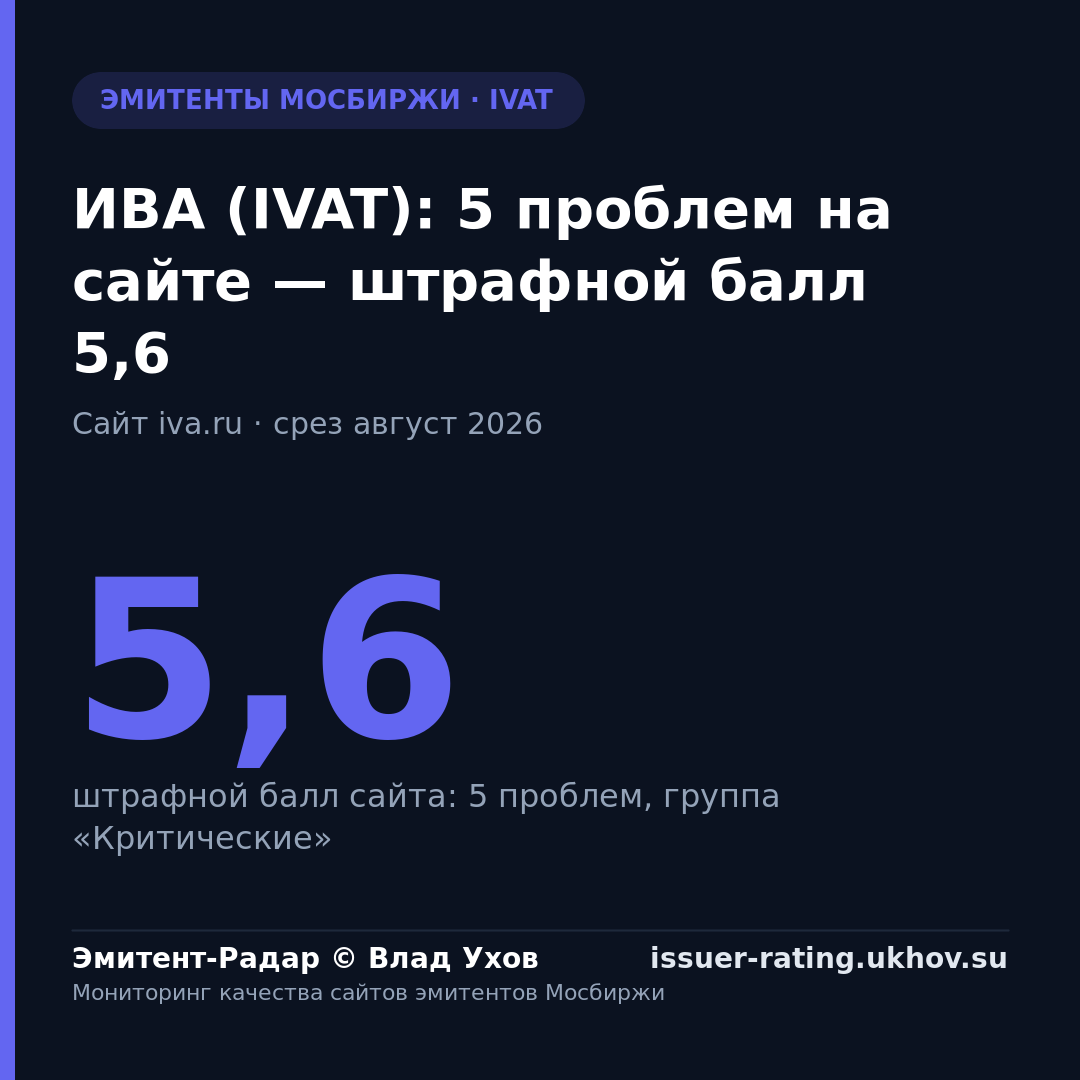 ИВА (IVAT): 5 проблем на сайте — штрафной балл 5,6
