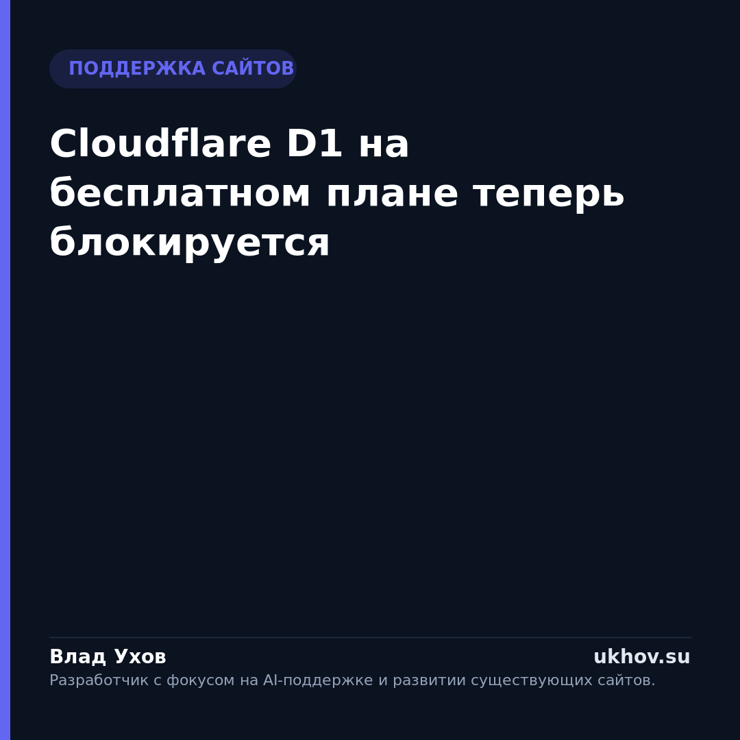 Cloudflare D1 на бесплатном плане теперь блокируется